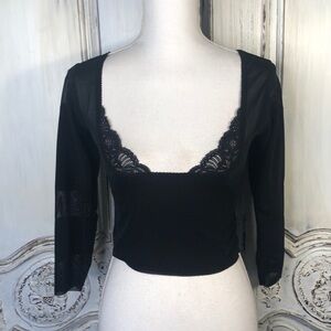 Vintage Pompadour Foundation Square Neck Deep Plunge Mid Sleeves Size S-M